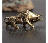 QQYDZSW Brass fengshui Figure Decoration, Pure Copper Brass Lucky Taurus Statue Home Decor Ornaments Figurine in Copper Animals Miniature Bring Wealth Office Desk Decor Crafts
