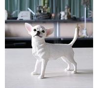 QQYDZSW For Home & Kitchen Collectible Figurines Statues Collectible Figurines Sculpture Simulation Animal Model Chihuahua Car Crafts Dog Ornaments Collection Chihuahua Standing White