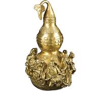 QQYDZSW Sculpture Desktop Ornament Ideal for Gift Statues for Yard and Garden 7 5 Brass Hu Lu/Wu Lou Statue with The Eight Immortals Good Luck Wealth Collectible Figurine