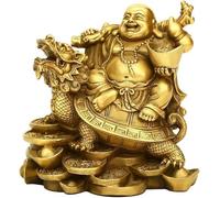 QQYDZSW Sculpture Desktop Ornament Ideal for Statues Decor Lying 4.5”(H) Ruyi Laughing Buddha and Turtle-Wealth, Good Fortune, Health Buddha Statue for Home Office Decor PTZY062(4.5'' H)