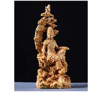 QQYDZSW Sculpture Desktop Ornament Ideal, Statues And Figurines Statue Ornament Wooden Statue Of Guanyin Bodhisattva Chinese Style Buddha Statue Oriental Folk Wood Carving Home Decoration
