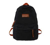QQYG Canvas backpack unisex travel backpack college style girl schoolbag women's bag,black,33x14x42cm