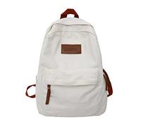 QQYG Canvas backpack unisex travel backpack college style girl schoolbag women's bag,white,33x14x42cm
