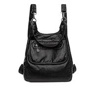 QQYG Ladies Backpacks Soft Leather Ladies Backpacks Ladies Multifunctional Backpacks Women Backpacks Girls,black