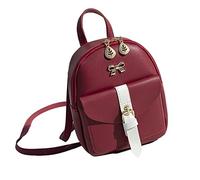 QQYG Ladies Bowknot Decorated Mini Backpack PU Leather Solid Color School Bag Girls Ladies Backpack Kawaii Cute Small Backpack,Red