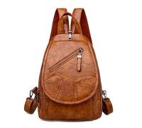 QQYG Ladies Leather Backpack Ladies Backpack Backpack Suitable for Girls Solid Travel,brown,L31cm W23cm Thk11cm