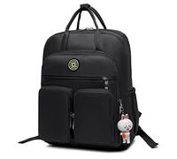 QQYG Ladies Nylon Backpack Large Capacity Travel Backpack Casual Large Bag Multifunctional Design Mummy Bag Girls School Bag,black