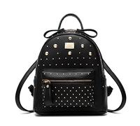 QQYG Trendy Women's Backpack Women's Bags Casual Rivets Ladies School Bags Small Fresh Women,black,12 inches