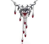 QQYHZX Halloween Red Dripping Diamonds Necklace Love Heart Pendant | Red Tassels Chains for Bridesmaid Friend Gifts, Adjustable Choker, Halloween Jewelry Pendant