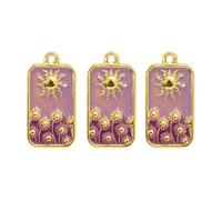 QQYHZX Sturdy Steel Sunflowers Pendant Necklace with Star Charm | 3pcs Sturdy Steel with Enameled Tarot Card and Star Charm for Trendy Women Jewelry Casual Wear Designs