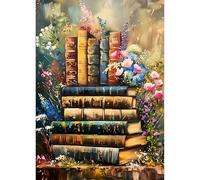 QQYRHN 5D Vintage Books Diamond Painting Kit for Adults Beginners Colourful Flowers Diamond Art Kits Complete DIY Book Diamond Embroidery Set Perfect for Relaxation and Decor 30 x 40 cm