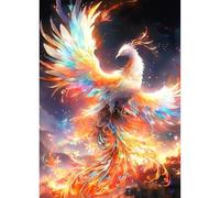 QQYRHN Fire Phoenix Diamond Painting Kits for Adults Beginners, 5D Fantasy Diamond Art Kits, DIY Round Full Drill Dreamland Gem Art with Painting Kits Relaxing Craft for Home Wall Decor 12x16 Inch