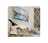 QQZQQ Acrylic Mirror Setting Wall Stickers, Family DIY Removable Wall Sticker Decal, Geometric Art Diamond Shape Mirror Tiles for Home Kitchen Living Room Bedroom TV Background Decor