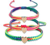 QqzsJewls First Day of School Gifts for Mother Daughter Back to School Bracelets Set of 2 Mommy and Me Matching Heart Wish Bracelet Jewelry Gifts, C-1 Big 2 Smalls, no gemstone