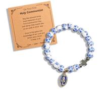 QqzsJewls Rosary Cross Beaded Bracelet for Teens Women, Christian Gifts for Mom Daughter Aunt Niece Grandma Granddaughter Godmother Goddaughter, First Communion 5.5-6.5", no gemstone