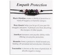 QqzsJewls Triple Protection Bracelets Negative Energy Blocker, Black Tourmaline and Obsidian Bracelets for Women Men, Gifts for Him Hair, Adjustable (5 - 7.5 inches), Nylon, No Gemstone