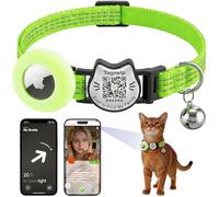 QR Code & AirTag Breakaway Cats Collar with Glow-in-the-Dark Holder - Smart Scan Pet ID Tag & Reflective Strap, Lightweight Hidden Pocket Kitten Collar for Apple AirTag 1st/2nd Gen