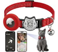QR Code & AirTag Breakaway Reflective Waterproof Cat Collar with Bell - Smart Scan Pet ID Tag & Built-in Apple AirTag Holder, Adjustable Safety Collar for Indoor/Outdoor Cats(Dot Matrix-red)
