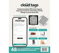 QR Code Cloud Tag Labels | Programmable QR Codes to Store Information, Instructions, Lost & Found, Service Histories & More | No App or Subscription Needed | Pack of 48 (2.0 Inch x 2.0 Inch)
