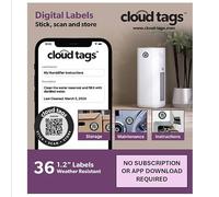 QR Code Cloud Tag Labels | Programmable QR Codes to Store Information, Instructions, Lost & Found, Service Histories & More | No App or Subscription Needed | Pack of 36 (1.2 Inch x 1.2 Inch)
