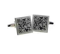 QR Code Design Square Cufflinks, Presented in a Personalised Engraved Box