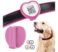 QR Code Dog ID Tag UK with NFC, No Subscription, No GPS - Waterproof Silicone Slide-On Personalized Pet ID Tag for Dog Collar, Smart Lost Pet Recovery, Silent & Secure, Rose Red
