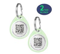QR Code Dog Tag and Cat Tag, Scan to Reunite Faster, Waterproof and Durable, Lightweight and Quiet, Updatable Contact Info, Glow-in-The-Dark Green, 2 Tags in 1 Pack