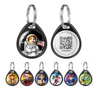 QR Code Dog Tag and Cat Tag, Scan to Reunite Faster, Waterproof and Durable, Lightweight and Quiet, Updatable Contact Info, with Eye-Catching Pet Character Design, Black-Astronaut