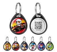 QR Code Dog Tag and Cat Tag, Scan to Reunite Faster, Waterproof and Durable, Lightweight and Quiet, Updatable Contact Info, with Eye-Catching Pet Character Design, Black-Racecar Driver