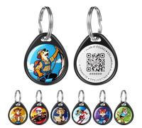 QR Code Dog Tag and Cat Tag, Scan to Reunite Faster, Waterproof and Durable, Lightweight and Quiet, Updatable Contact Info, with Summit Explorer Pet Character Design