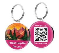 QR Code Dog Tags ID Tags for Dog Name ID Tag Cat Tags Online Pet Profile Scan QR Receive Instant Pet Location Alert Email Quiet Tag (Pink, Design 2)