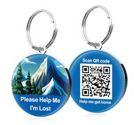 QR Code Dog Tags ID Tags for Dog Name ID Tag Cat Tags Online Pet Profile Scan QR Receive Instant Pet Location Alert Email Quiet Tag (Blue, Design 2)