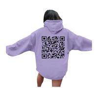 QR Code Hoodie for Women QR Scan Code Funny Hoodies Joke Fu Hooded Sweatshirts Unisex Scannable QR Code Hoody Tops Ladies Winter Thick Clothing
