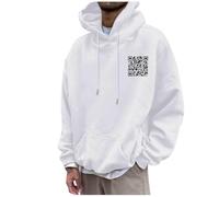 QR Code Hoodie Funny Hoodies for Men QR Scan Code Joke Fu Hoodies Unisex Scannable QR Code Hoodie Unisex Winter Thick Sweatshirt White
