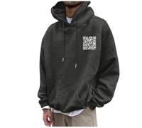 QR Code Hoodie Funny Hoodies for Men QR Scan Code Joke Fu Hoodies Unisex Scannable QR Code Hoodie Unisex Winter Thick Sweatshirt Dark Gray
