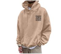 QR Code Hoodie Funny Hoodies for Men QR Scan Code Joke Fu Hoodies Unisex Scannable QR Code Hoodie Unisex Winter Thick Sweatshirt Khaki