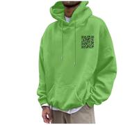 QR Code Hoodie Funny Hoodies for Men QR Scan Code Joke Fu Hoodies Unisex Scannable QR Code Hoodie Unisex Winter Thick Sweatshirt Green