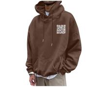 QR Code Hoodie Funny Hoodies for Men QR Scan Code Joke Fu Hoodies Unisex Scannable QR Code Hoodie Unisex Winter Thick Sweatshirt Brown