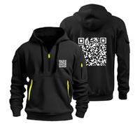 QR Code Hoodie Men's Hoodies Mens Scan Code Casual Trend Explosion Coat Funny Hoodies for Men Funny Hooded Sweatshirt Y2K Pullover Black XL