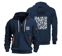 QR Code Hoodie Men's Hoodies Mens Scan Code Casual Trend Explosion Coat Funny Hoodies for Men Funny Hooded Sweatshirt Y2K Pullover Navy M