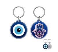 QR Code Pet ID Tags for Dogs & Cats - Guardian Spirit Series 2Pcs, Smart Dog Tags with Evil Eye & Hamsa Hand Symbols, Waterproof, Editable Profile, Instant Location Alert