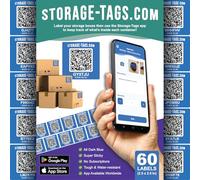 QR Code Storage Tags (Dark Blue) - Smart Stickers - Tracking Labels for Totes - Scan Storage Bins & Containers - Moving House - Track Inventory - Android and iOS App - Pack of 60