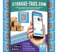 QR Code Storage Tags (Light Blue) - Smart Stickers - Tracking Labels for Totes - Scan Storage Bins & Containers - Moving House - Track Inventory - Android and iOS App - Pack of 60