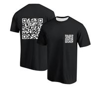 QR Code T Shirts for Men UK QR Scan Code Crewneck Short Sleeve T-Shirt Joke Fu Summer Tops Unisex Scannable QR Code Tees Men/Women Basic Novelty Top Black