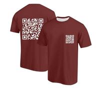 QR Code T Shirts for Men UK QR Scan Code Crewneck Short Sleeve T-Shirt Joke Fu Summer Tops Unisex Scannable QR Code Tees Men/Women Basic Novelty Top Wine