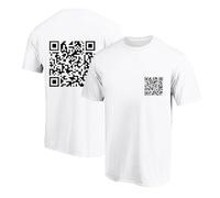 QR Code T Shirts for Men UK QR Scan Code Crewneck Short Sleeve T-Shirt Joke Fu Summer Tops Unisex Scannable QR Code Tees Men/Women Basic Novelty Top White