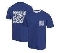 QR Code T Shirts for Men UK QR Scan Code Crewneck Short Sleeve T-Shirt Joke Fu Summer Tops Unisex Scannable QR Code Tees Men/Women Basic Novelty Top Dark Blue