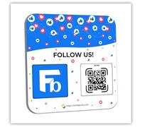 QR Plate Sign for Social Media-Get More Reviews, Followers and Boost Your presence - Review Stand - QR Code Review Sign - Ahesive on the back (1-Facebook-QR-Plate)