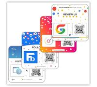 QR Plate Sign for Social Media-Get More Reviews, Followers and Boost Your presence - Review Stand - QR Code Review Sign - Ahesive on the back (4-Pack-Social-QR-Plates)