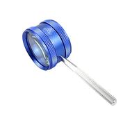 QRAFZV Hand-held Magnifying Glass,no Distortion,ultra-high-definition,two Optical Glass Lenses,with 3 LED Lights -35X Magnification,suitable For Reading,maps,perfect Low Vision Aid(Color:blue)